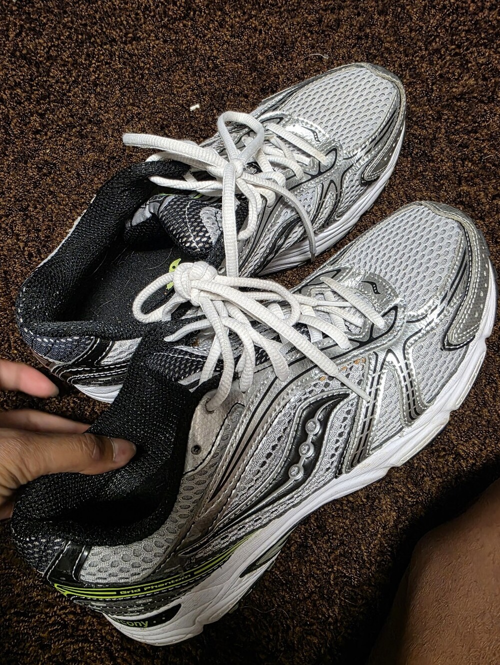 Saucony Unisex Silver and Black Mesh Running Shoes